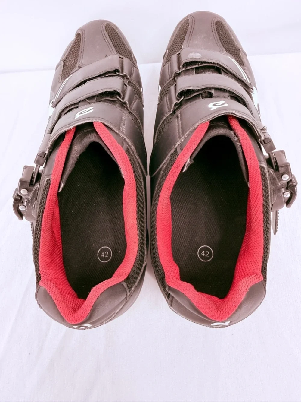 Peloton Cycling Shoes Size 42 EU Black Red Clip-In Spin Bike Shoes Delta Cleats